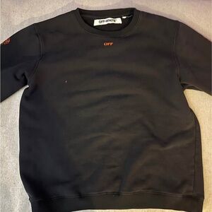 Off-White Black Crewneck Sweater with Orange Detail